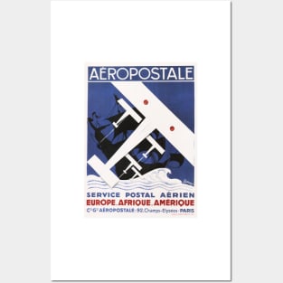 AEROPOSTALE Europe Africa America Postal Service Vintage French Art Deco Posters and Art